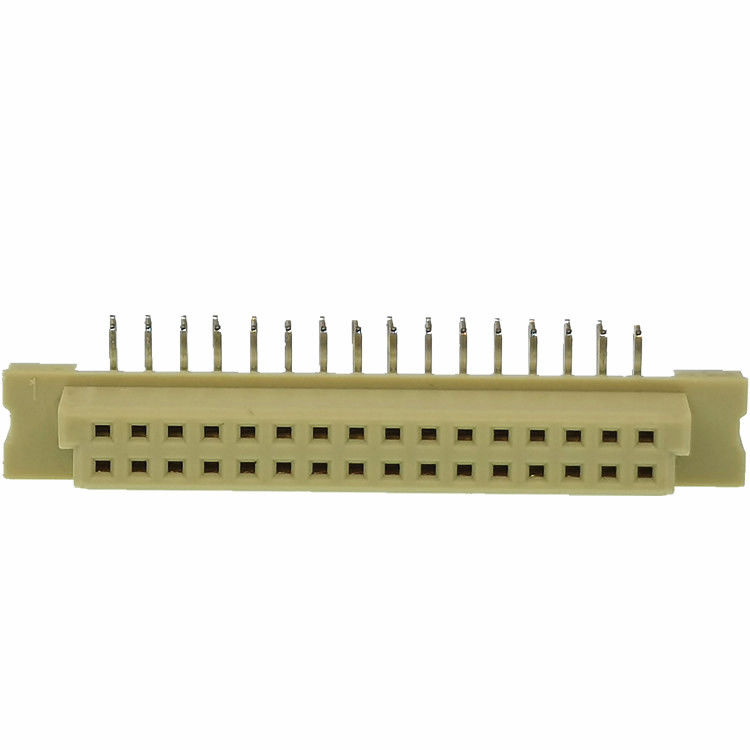 Sudut Kanan Din41612 PCB 2.54mm Konektor tajuk Terselubung Pria 2 * 16 Pin