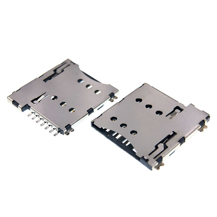Dorong Tarik Jenis Konektor Soket Kartu SIM Mikro 7p Tinggi 1,35mm Untuk PCB