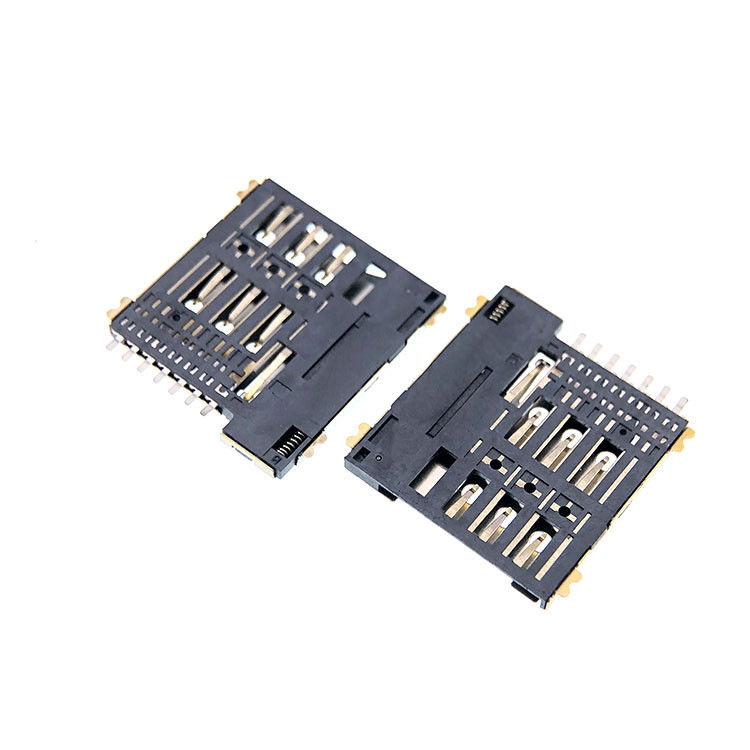 Dorong Tarik Jenis Konektor Soket Kartu SIM Mikro 7p Tinggi 1,35mm Untuk PCB