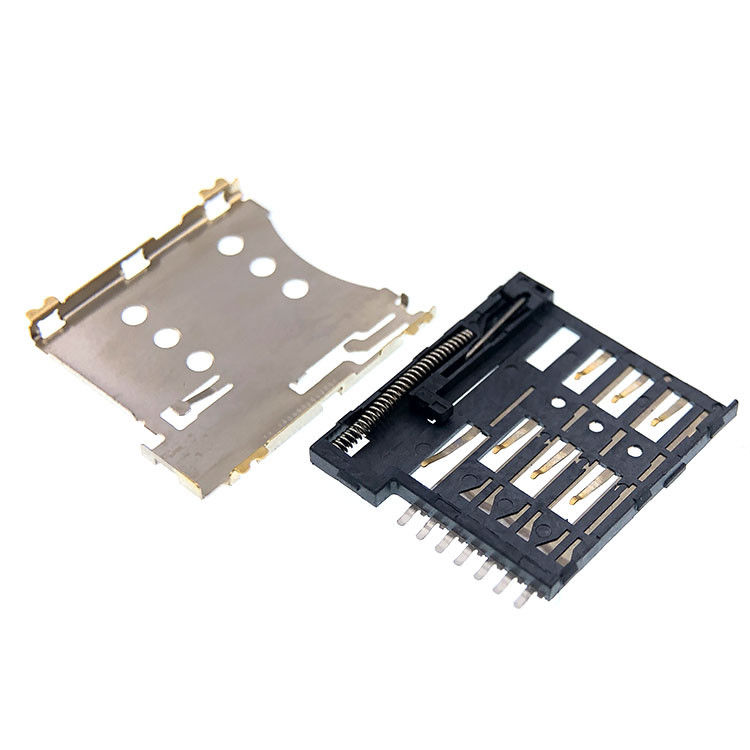 Dorong Tarik Jenis Konektor Soket Kartu SIM Mikro 7p Tinggi 1,35mm Untuk PCB