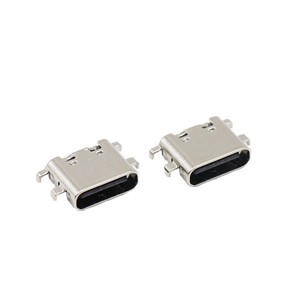 6 Pin USB Tipe C Konektor Soket PCB Sinking Plate Wanita 0.8MM 3.1mm