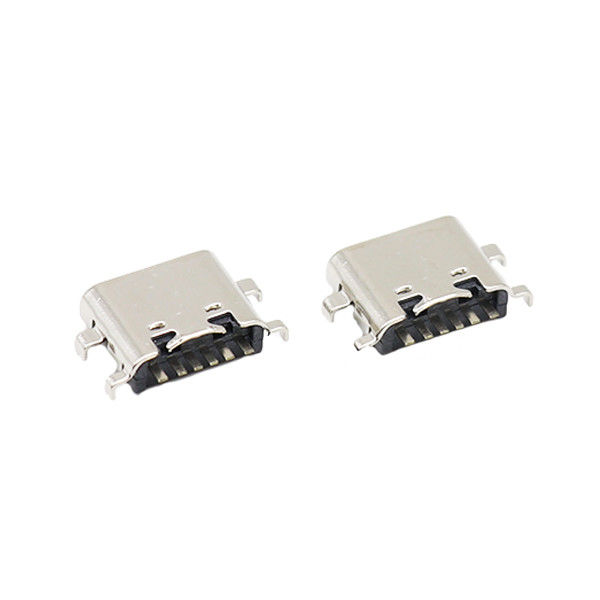 6 Pin USB Tipe C Konektor Soket PCB Sinking Plate Wanita 0.8MM 3.1mm