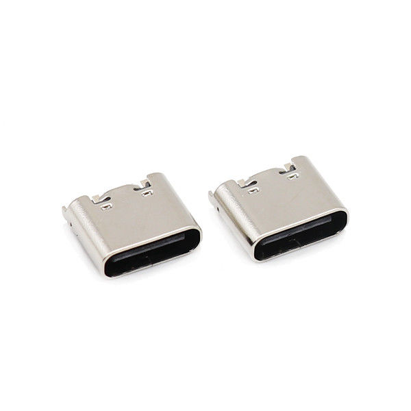Konektor USB Tipe C Perempuan 6 Pin 180 Derajat MENCELUPKAN 3.1mm UL94V-0 Perumahan