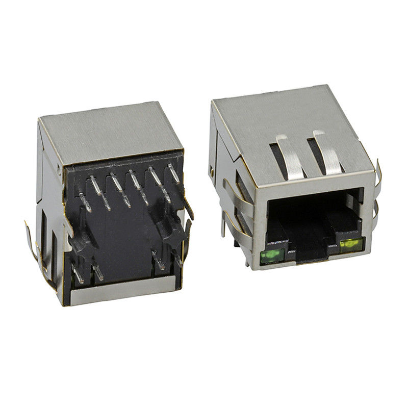 Tab Port Tunggal Turun 8 Pin Konektor PCB RJ45 Wanita Dengan Filter Ethernet