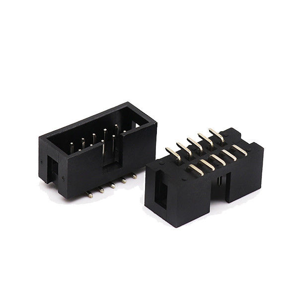 Konektor tajuk Kotak 90 Derajat Perempuan 2.54mm Baris Ganda SMT Surface Mount Pin tajuk