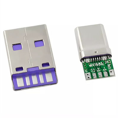 USB Plug Type C Male Connector Charging Port Kecepatan Transmisi Cepat 5A